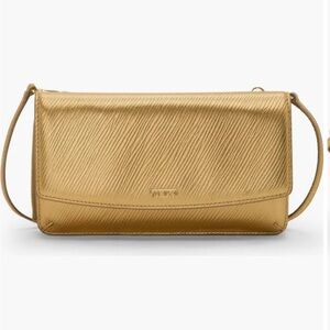 TUMI Belden Sling Crossbody Wallet Gold Leather